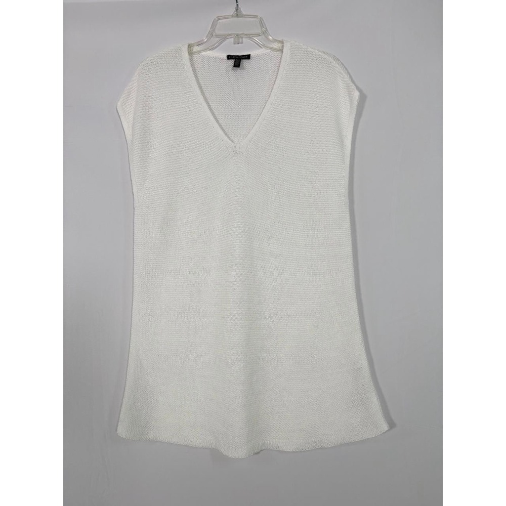 Eileen Fisher Organic Linen Knit Dress Tunic Coverup White Size S